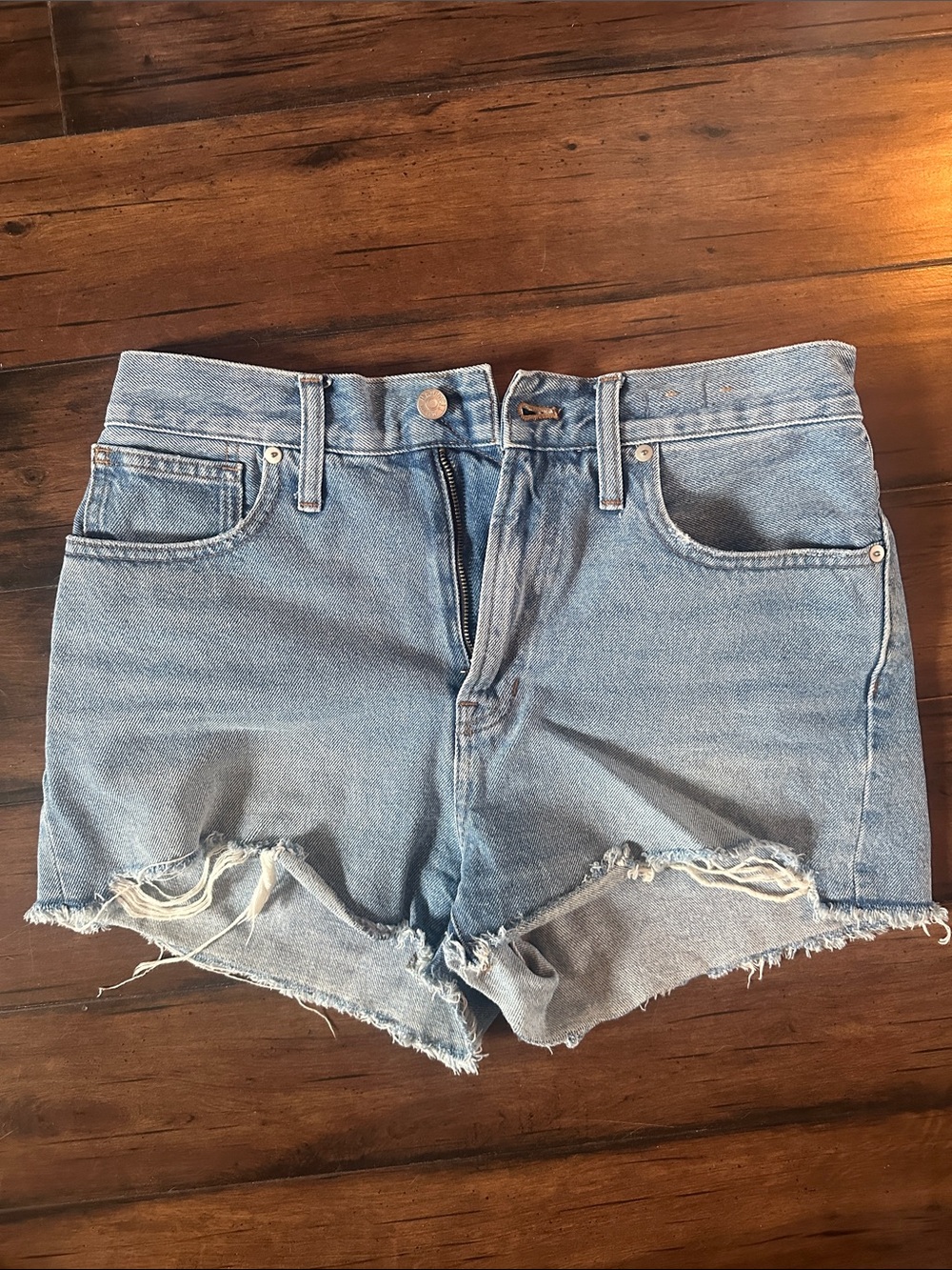 Madewell Light Blue Distressed Denim Cutoff Shorts
